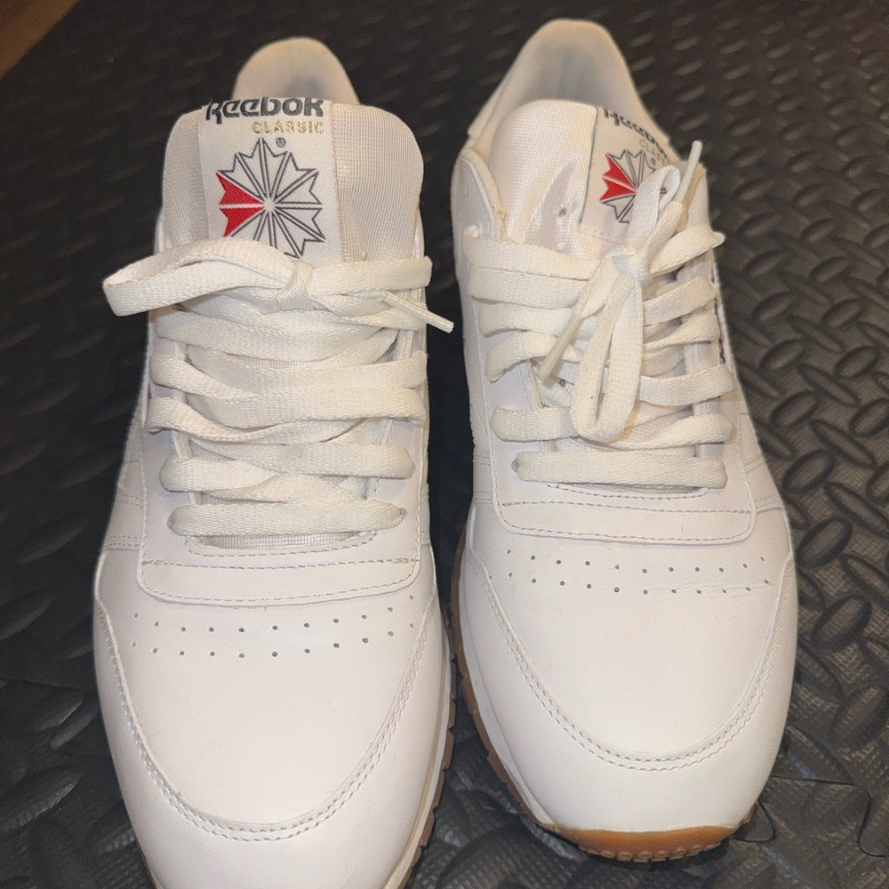 Reebok White and Red Classic Sneakers